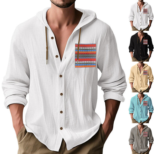 Herren Kapuzenshirt mit verspieltem Design und praktischer Knopfleiste Echoarchiv