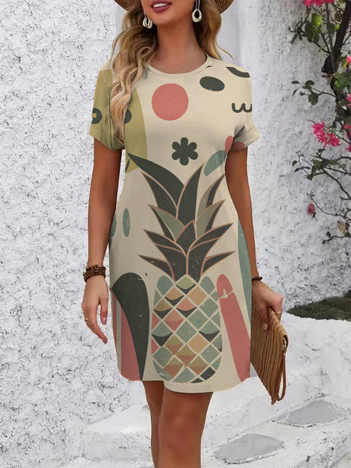 Damen Kurzarmkleid mit geometrischem Print Echo Archiv