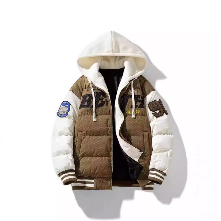 Herren Steppparka mit wattierter Kapuze und Kunstfellbesatz – Marzano