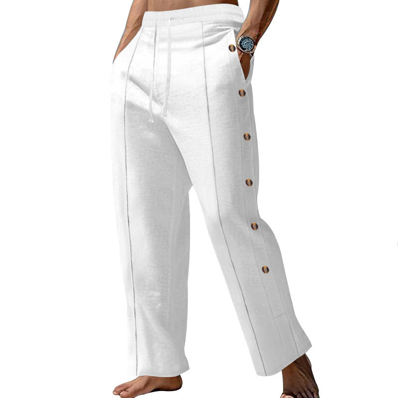 Herren Chino-Hose mit seitlichen Knöpfen und elastischem Bund Echoarchiv