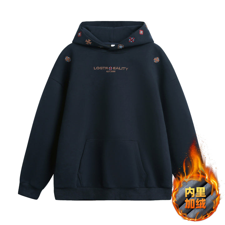 Unisex Oversize Kapuzenpullover mit bestickter Kapuze und Kängurutasche Echo Archiv