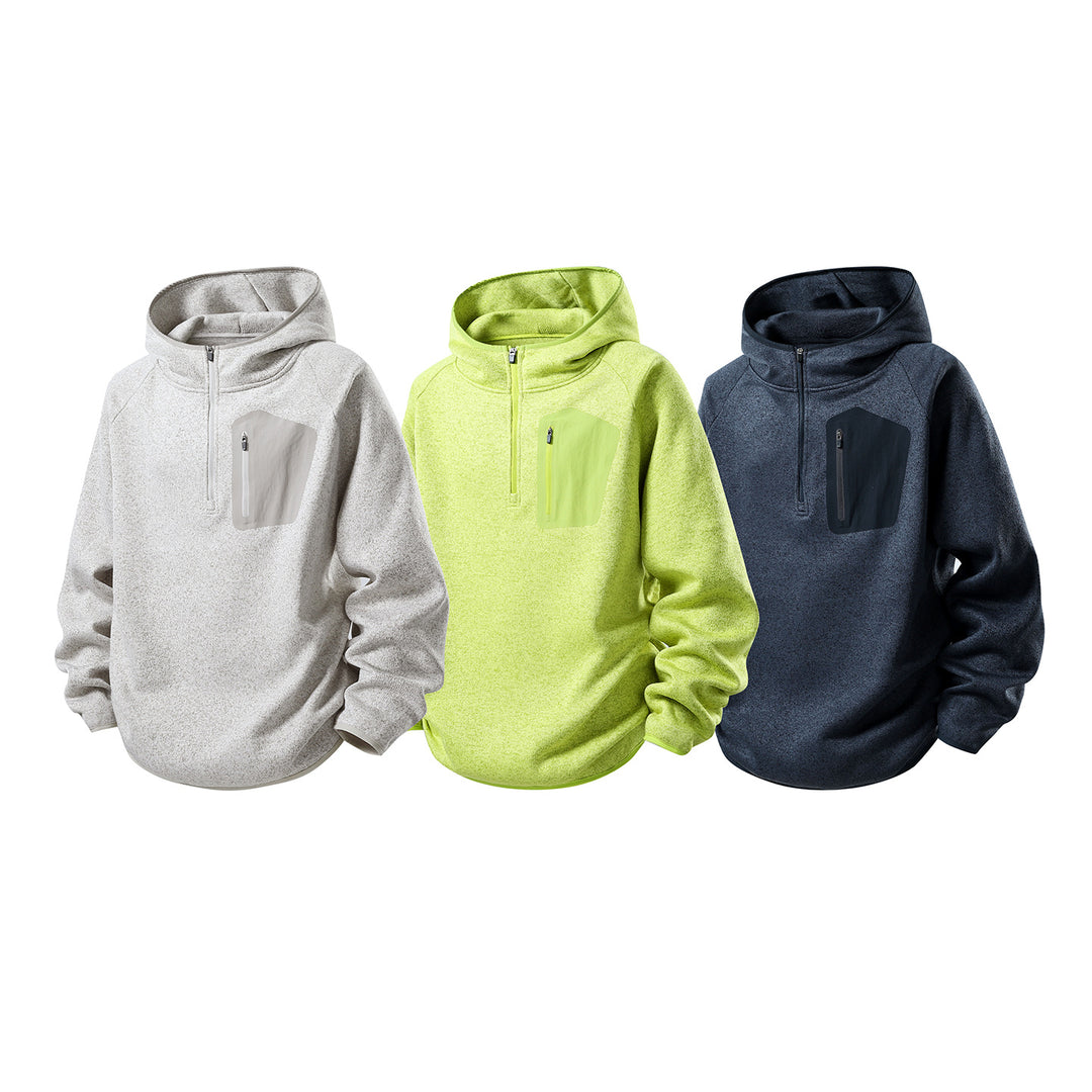 Damen Fleece-Halbzip Kapuzenpullover mit Brust-Zip-Tasche und relaxed Oversize-Schnitt Echo Archiv