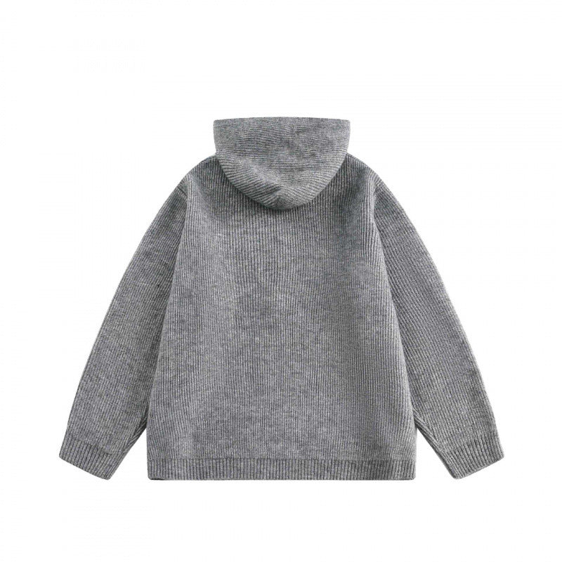 Unisex Oversize-Kapuzenpullover aus feinem Feinstrick mit halbem Reißverschluss Echo Archiv