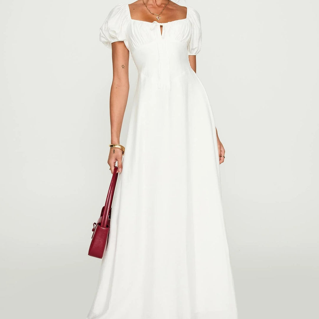 Damen Maxikleid mit Puffärmeln und elegantem Ausschnitt Echo Archiv