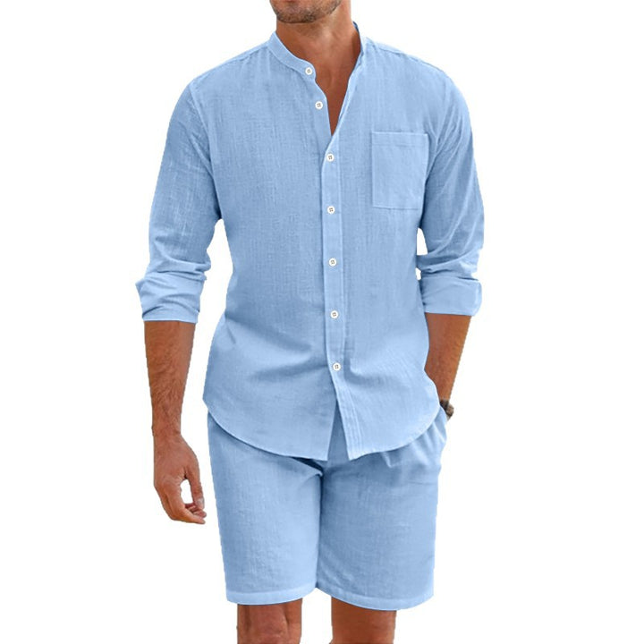 Herren lässiges Leinenhemd mit passender Shorts Echoarchiv