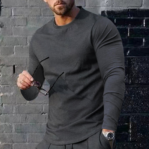 Herren hochwertiges Langarmshirt mit stylishem Rundhalsund und weicher Baumwollmischung Echoarchiv