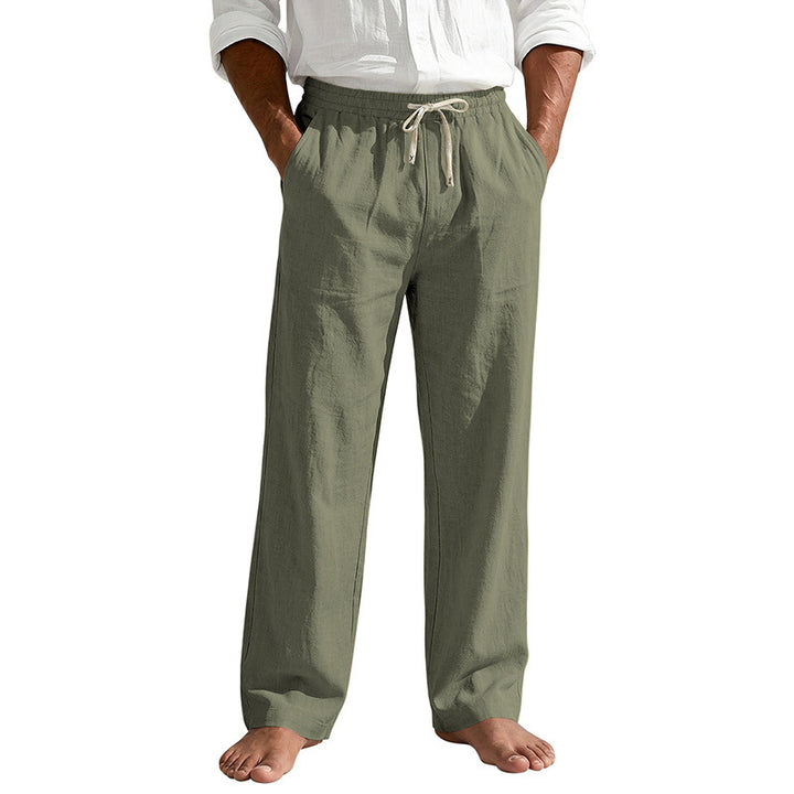 Herren Leinenoptik Relaxhose mit elastischem Bund, Tunnelzug und Seitentaschen – Sorevano