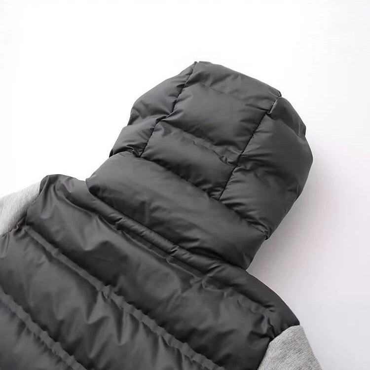 Damen Kapuzen-Hybridjacke mit gesteppter Front und Sweat-Ärmeln Echoarchiv