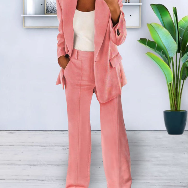Damen Zweiteiliges Business-Casual Tailoring-Set mit Longline-Blazer und weitem Bundfalten-Hosenbein – Valéne