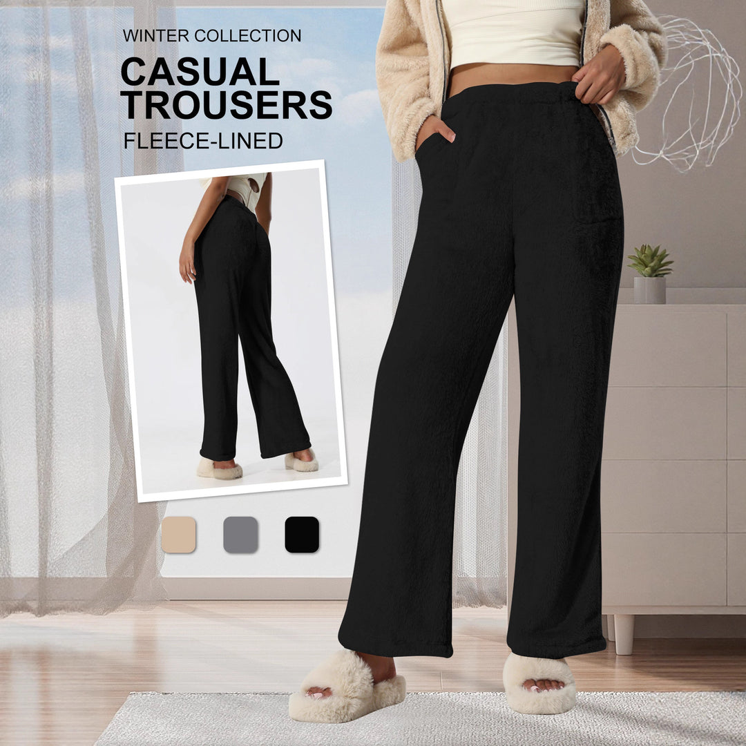Damen Kuschelige Lounge‑Hose mit weitem Bein, Fleecegefüttert und Kordelzug – Avélisse