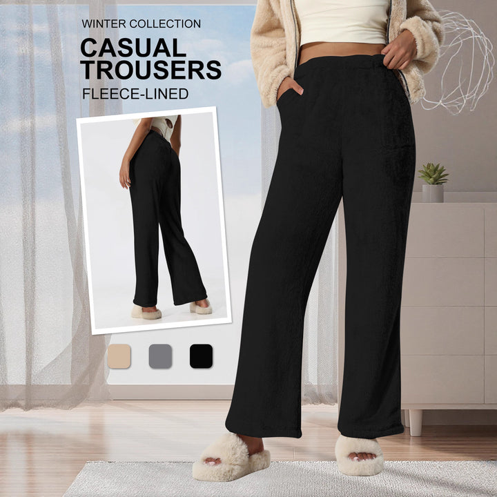 Damen Kuschelige Lounge‑Hose mit weitem Bein, Fleecegefüttert und Kordelzug – Avélisse
