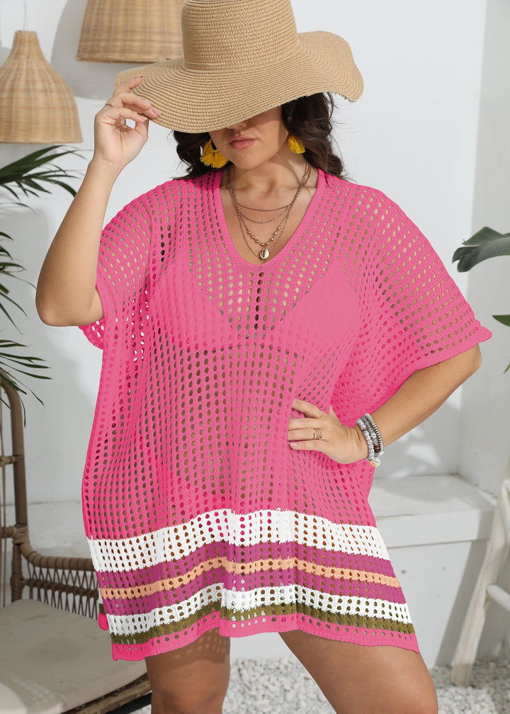 Damen transparenter Strandüberwurf mit buntem Lochdesign Echo Archiv