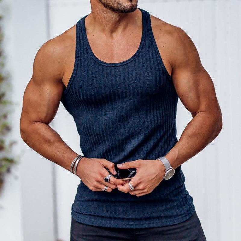 Herren nan geripptes Muskelshirt mit U-Ausschnitt und stretchigem Baumwollmix Echo Archiv