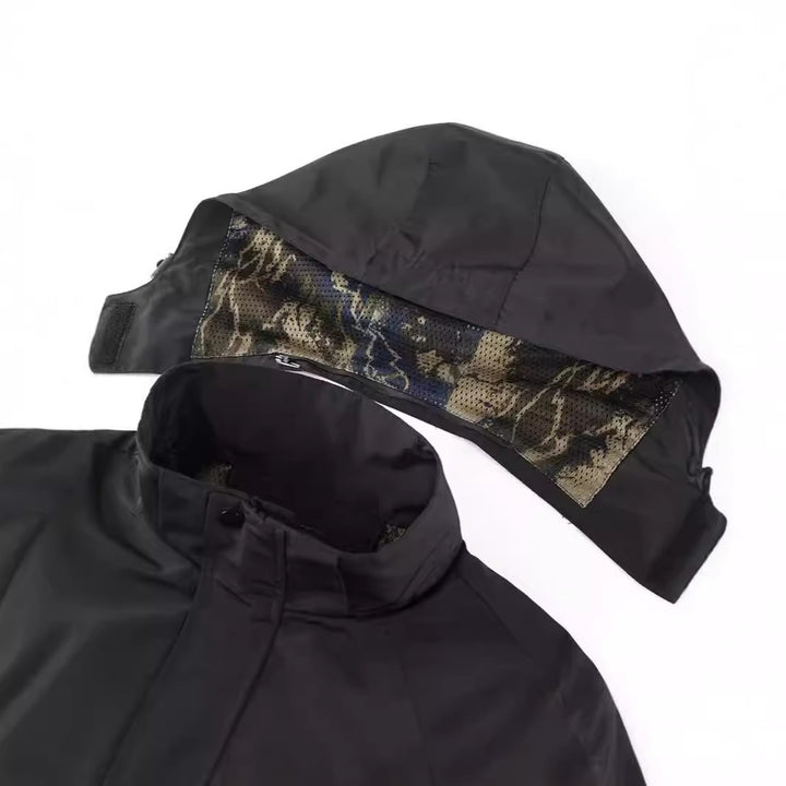 Herren Kapuzen-Fieldjacke mit Camouflage-Netzfutter und wasserabweisender Utility-Außenlage Echoarchiv