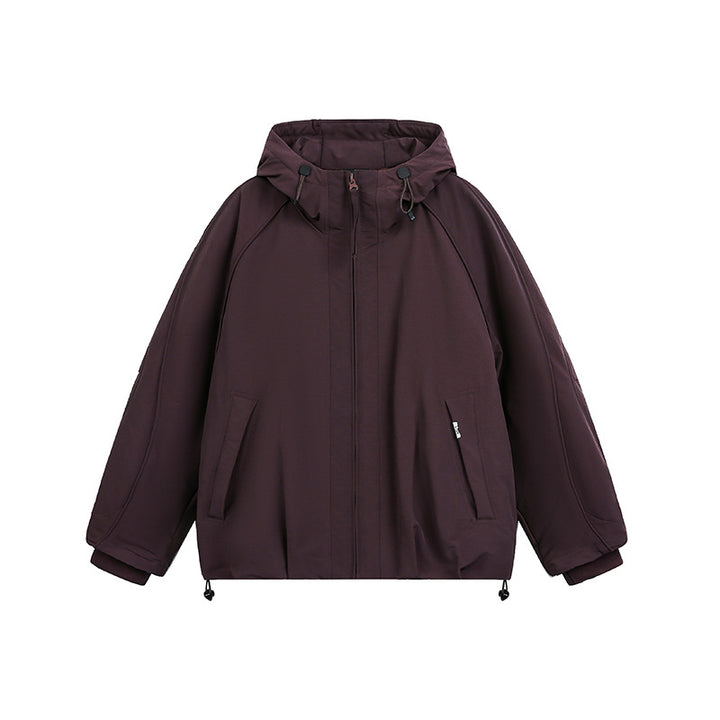 Damen Oversized wattierte Kapuzenjacke mit Raglanärmeln und Kordelzug Echoarchiv