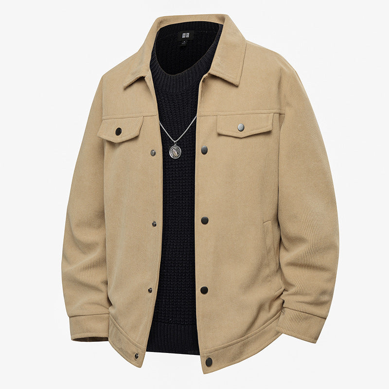 Herren Truckerjacke im Veloursleder-Look mit Druckknopfverschluss und Brustklappen Echo Archiv
