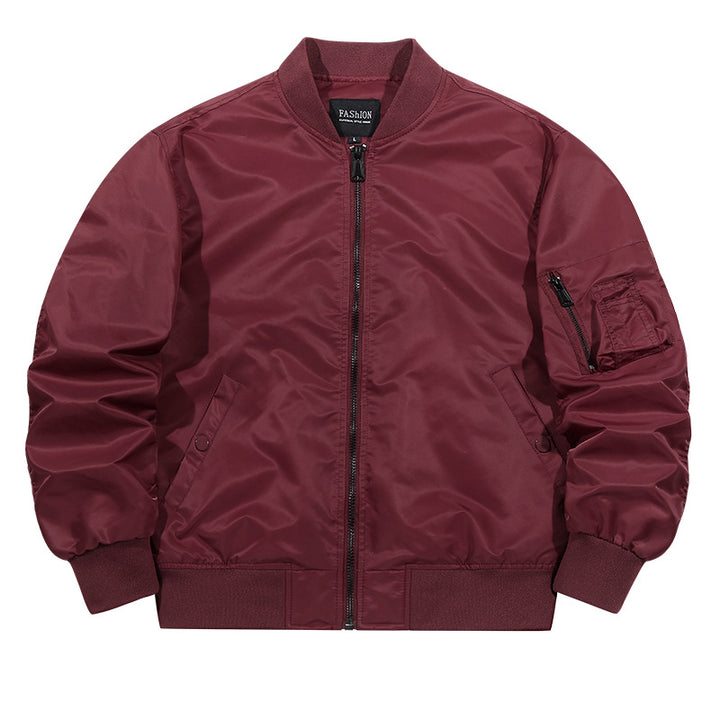 Men's matte-shell insulated bomber jacket with reinforced sleeve zip pocket and snap-flap hand pockets – Brevano