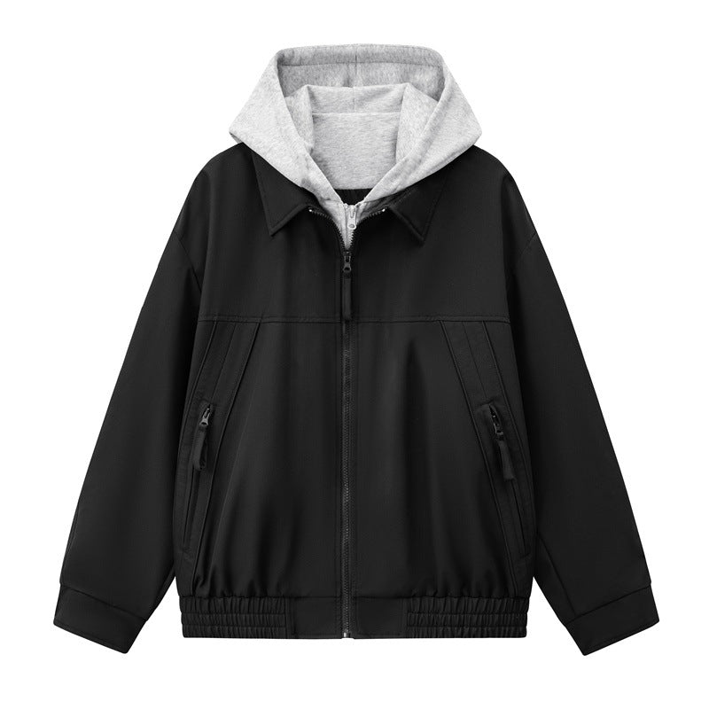 Herren Boxy-Übergangsjacke mit kontrastreicher Innenkapuze und elastischem Saum Echoarchiv