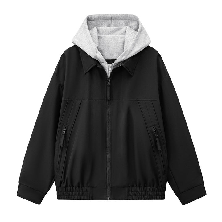 Herren Boxy-Übergangsjacke mit kontrastreicher Innenkapuze und elastischem Saum Echoarchiv