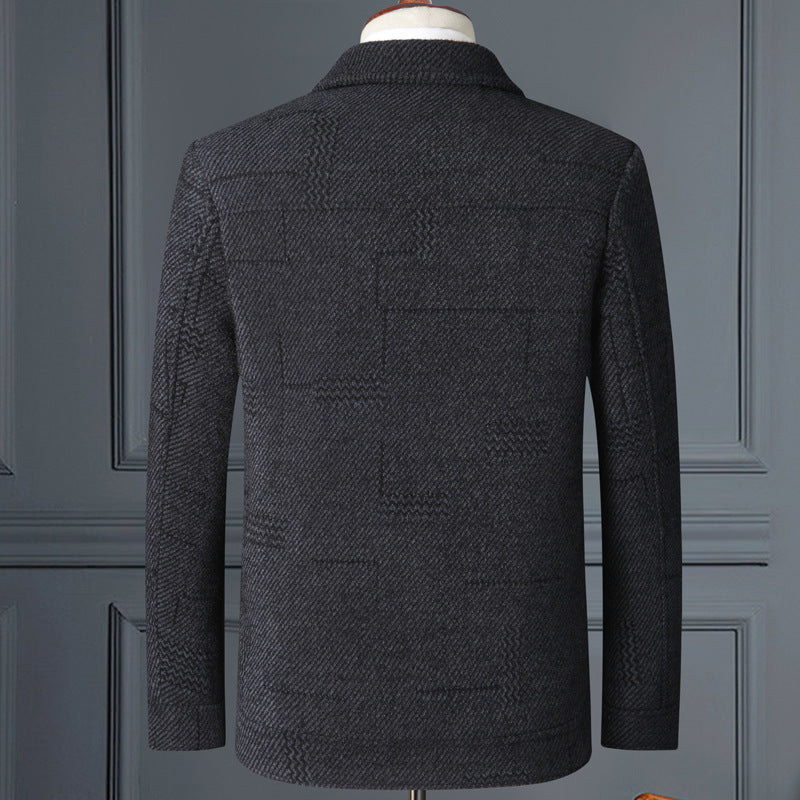 Herren eleganter Wollmix-Mantel mit strukturierter Weboptik und Knopfleiste Echoarchiv