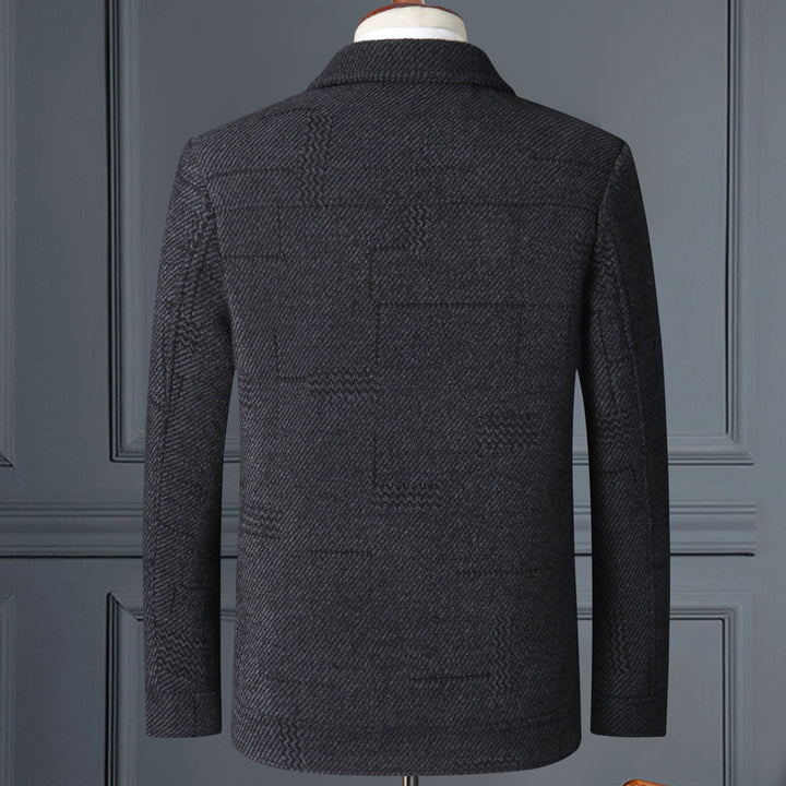 Herren eleganter Wollmix-Mantel mit strukturierter Weboptik und Knopfleiste Echoarchiv