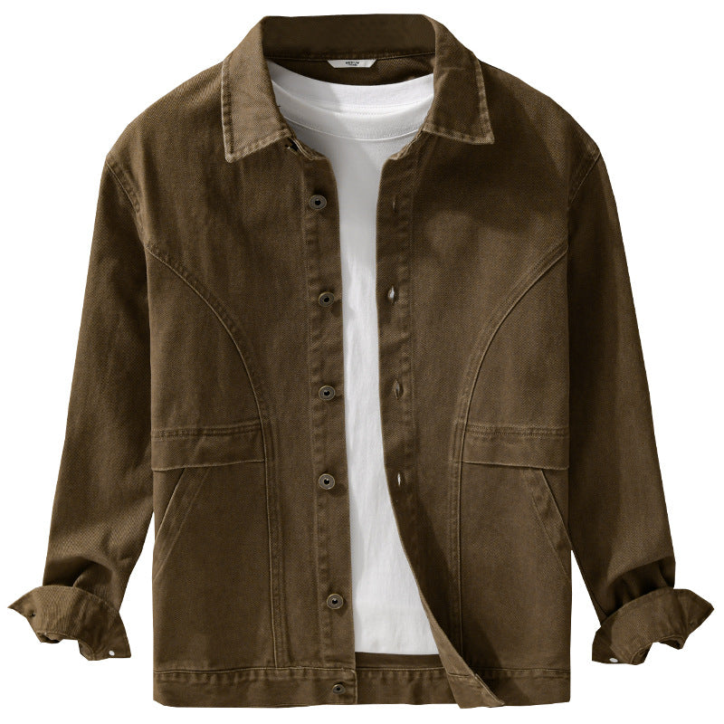 Herren robuste Canvas-Workerjacke mit Fronttaschen und markanten Ziernähten Echoarchiv