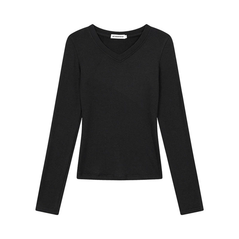Damen Langarmshirt mit V-Ausschnitt und tailliertem Slim-Fit Echoarchiv