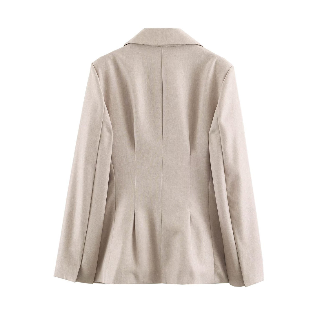 Damen Longline-Blazer im Leinen-Mix mit Reverskragen und Pattentaschen Echo Archiv