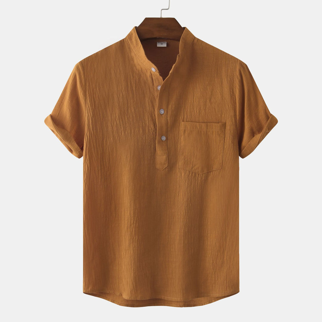 Herren Kurzarmhemd im legeren Henley-Stil mit Brusttasche Echoarchiv
