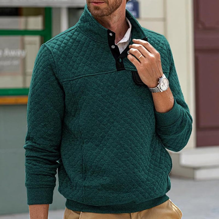 Herren Stepp-Sweatshirt mit Stehkragen, Halbreißverschluss und Brusttasche – Norvane