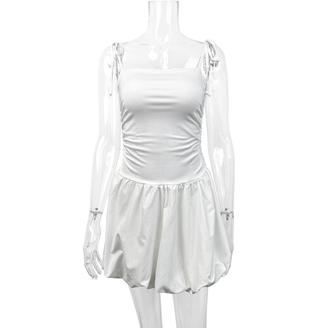 Damen verspieltes Minikleid mit verstellbaren Spaghetti-Trägern und raffiniertem Rüschensaum Echo Archiv