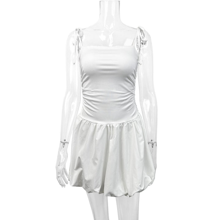 Damen verspieltes Minikleid mit verstellbaren Spaghetti-Trägern und raffiniertem Rüschensaum Echo Archiv