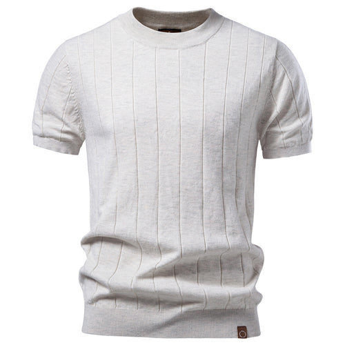 Herren nan leichter Kurzarm-Strickpullover mit feiner Rippenstruktur und Rundhalsausschnitt Echo Archiv