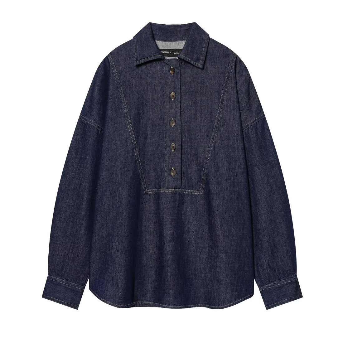 Damen Oversize-Denim-Tunika mit halber Knopfleiste und markanten Nahtdetails Echo Archiv