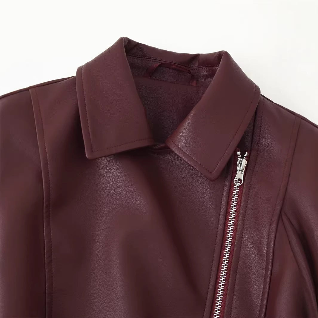 Damen Bikerjacke aus veganem Leder mit asymmetrischem Reißverschluss Echo Archiv
