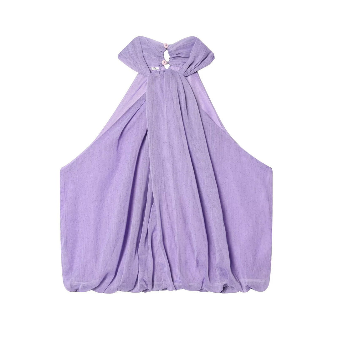 Damen ärmelloses Haltertop mit eleganter Raffung und modischem Schlüssellochausschnitt Echo Archiv