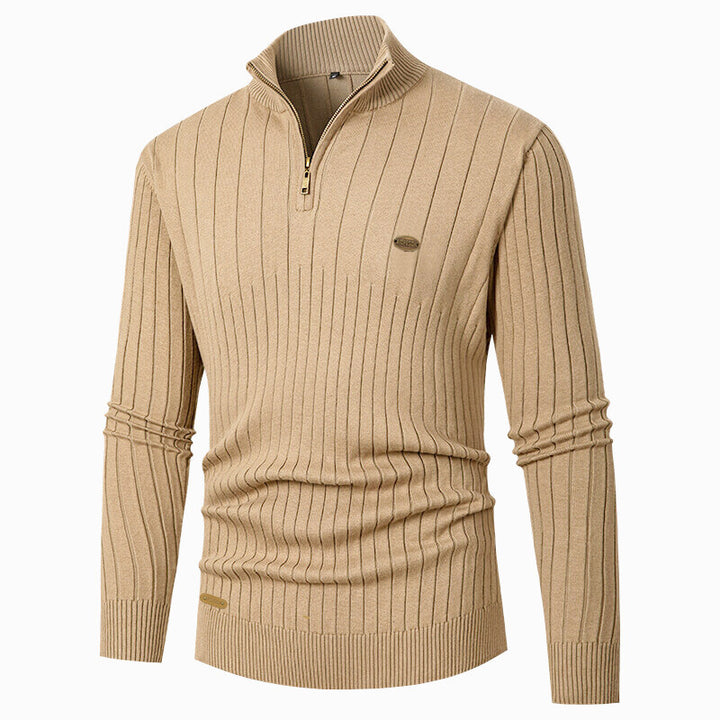 Herren Pullover mit modernem Reißverschluss und Rippenstruktur Echoarchiv