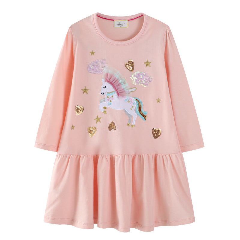 Mädchen Sweatkleid mit buntem Einhorn-Design und Glitzerapplikationen Echo Archiv