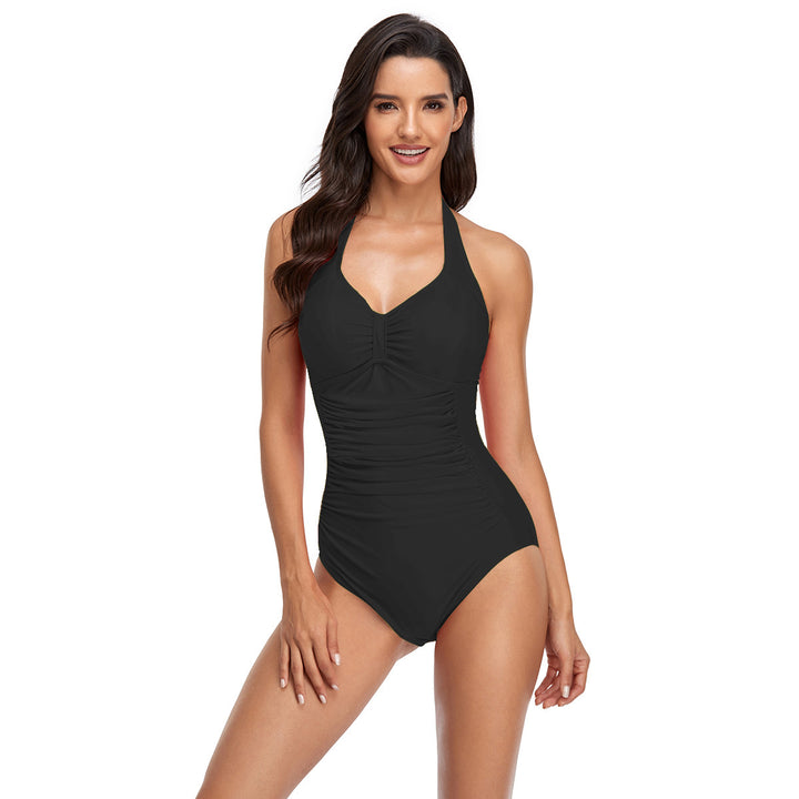Damen Einteiler Badeanzug mit figurformendem Schnitt und tiefem V-Ausschnitt Echo Archiv