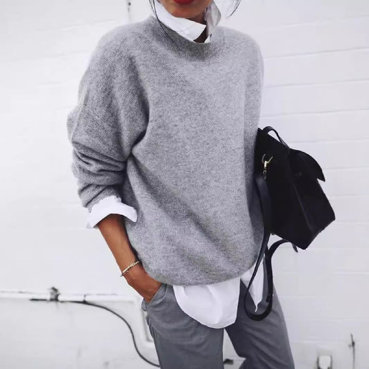 Damen Oversized Feinstrickpullover mit Stehkragen und abgesenkter Schulter Echoarchiv