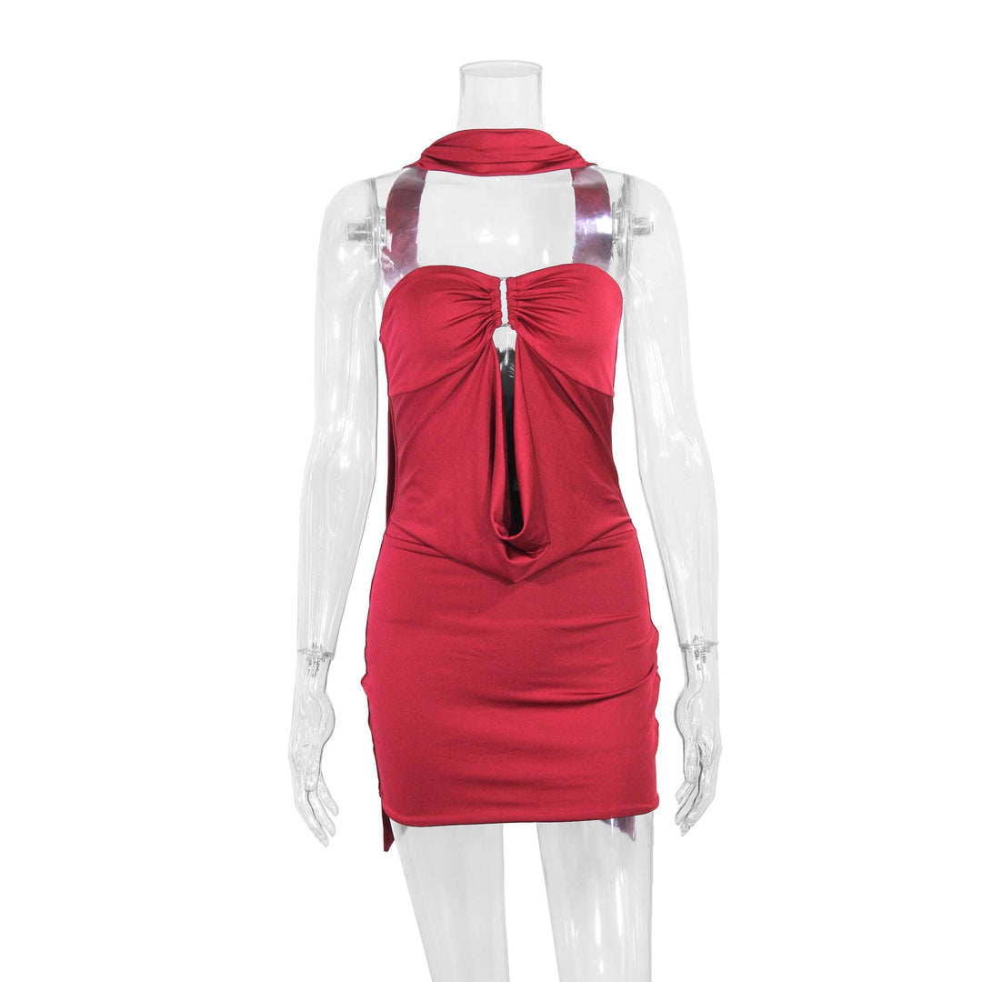 Damen figurbetontes schulterfreies Minikleid mit raffiniertem Knotendetail Echo Archiv