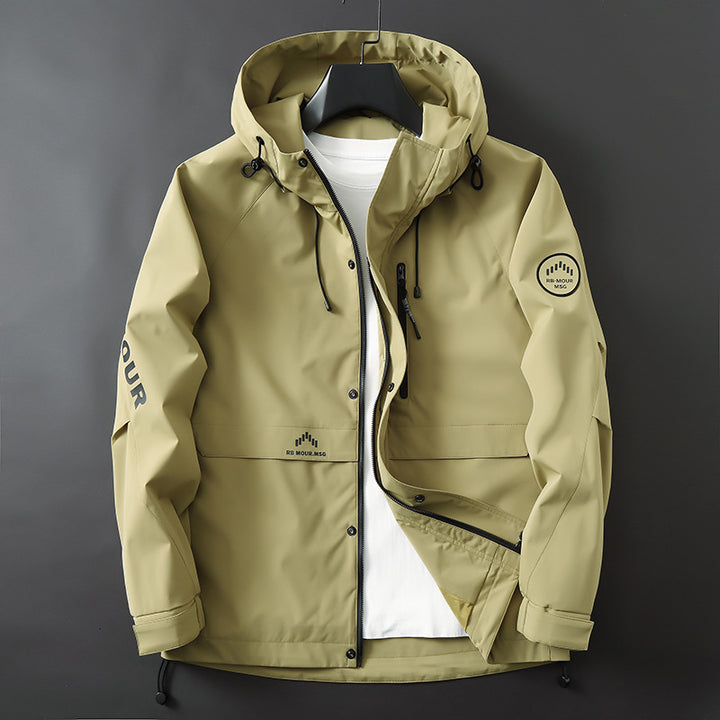 Herren Sportive Softshell-Fieldjacke mit Kapuze, verdecktem Reißverschluss und Logo-Details Echo Archiv