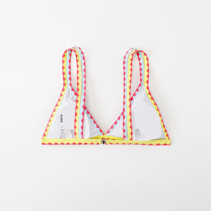 Damen Triangel-Bikinioberteil mit buntem Rüschenrand Echo Archiv