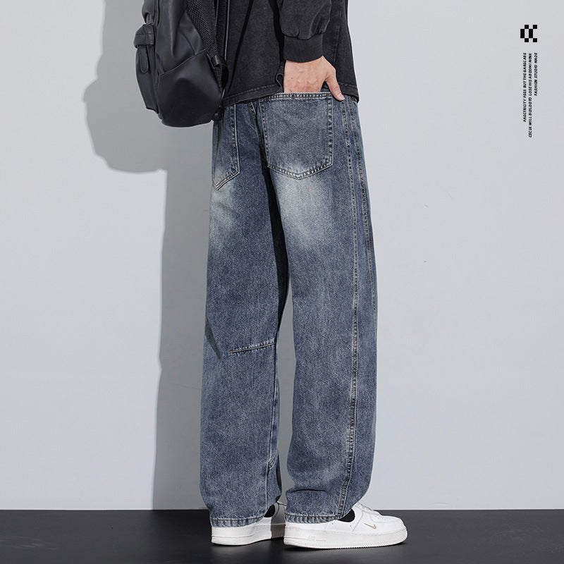 Herren Weite Baggy-Jeans mit geschwungenen Nahtdetails und Used-Waschung Echo Archiv