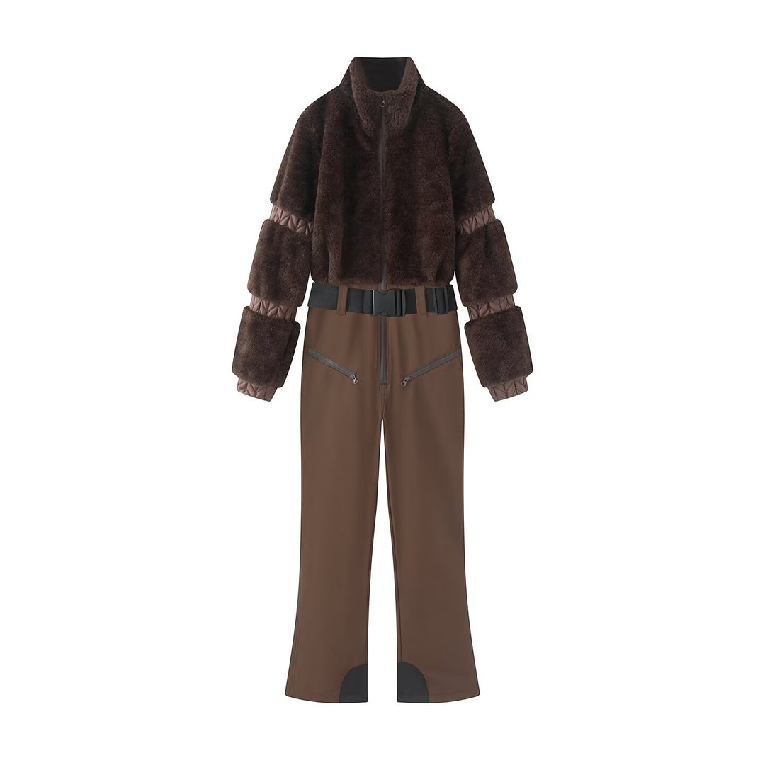 Damen Zweiteiliges Ski‑ und Winterset mit kurzem Teddyblouson und Highwaist‑Softshellhose Echo Archiv