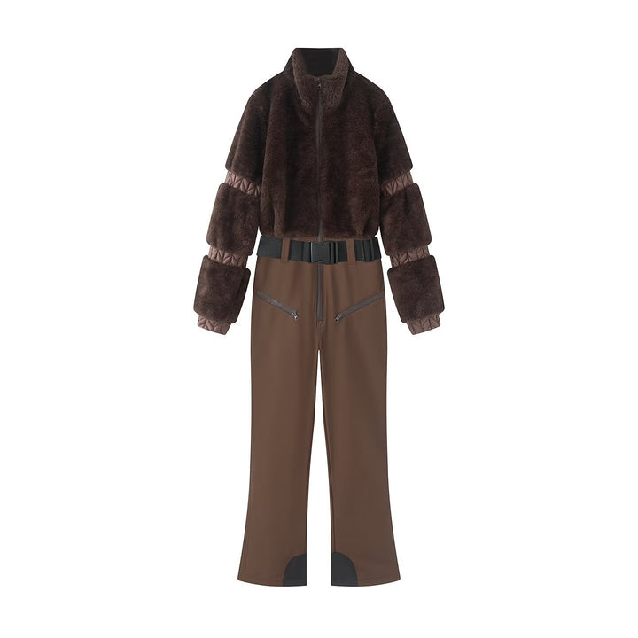 Damen Zweiteiliges Ski‑ und Winterset mit kurzem Teddyblouson und Highwaist‑Softshellhose Echo Archiv