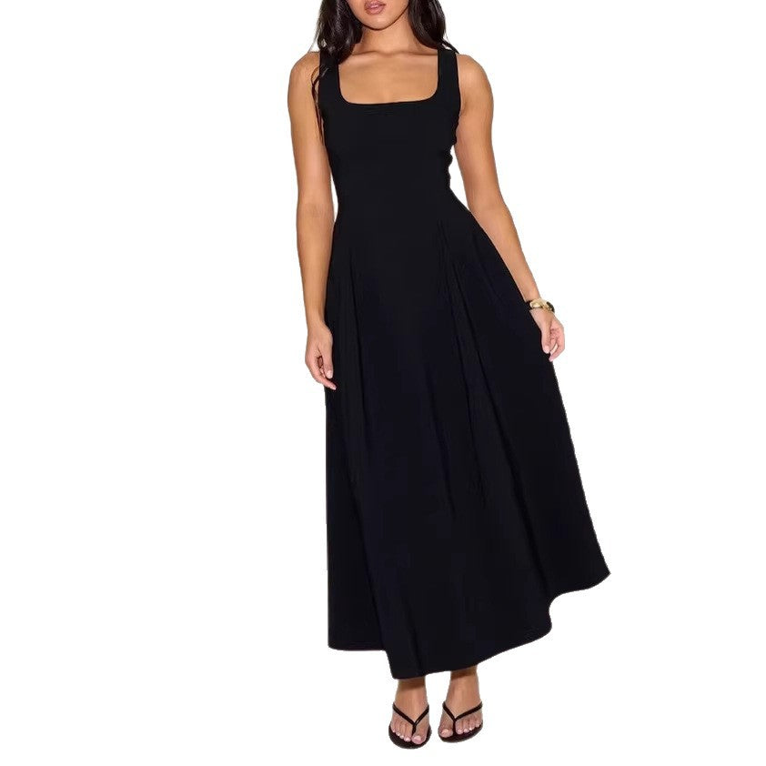 Damen Midikleid mit quadratischem Ausschnitt und weitem Rock Echo Archiv