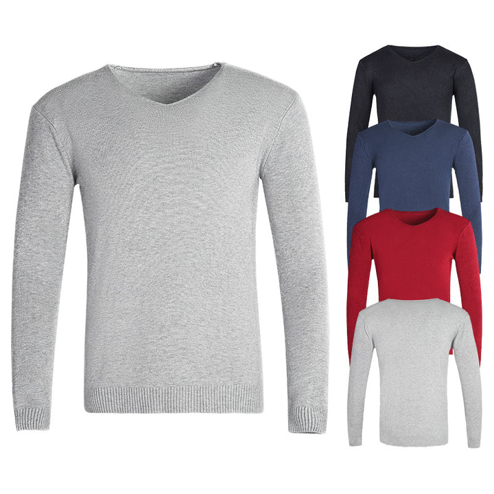 Herren nan feiner V-Ausschnitt-Pullover aus Baumwoll-Merino-Mix mit schmaler Silhouette Echo Archiv