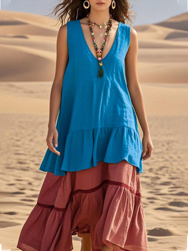Damen lässiges Maxikleid mit voluminösem Saum Echo Archiv