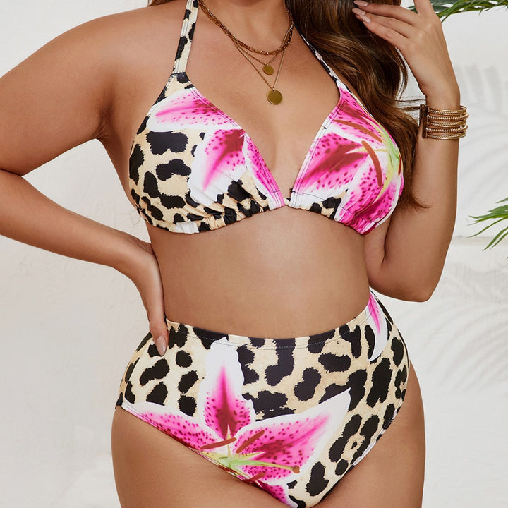 Damen Hochgeschnittener Bikini mit Blumen- und Tierdruck Echo Archiv